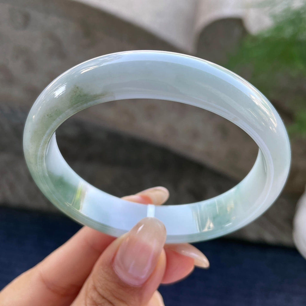 细糯种飘花贵妃手镯58.4圈    天然缅甸A货翡翠（yc352026）