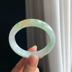 糯冰带色洒金特色翡翠平安镯（54mm)（yc397119）