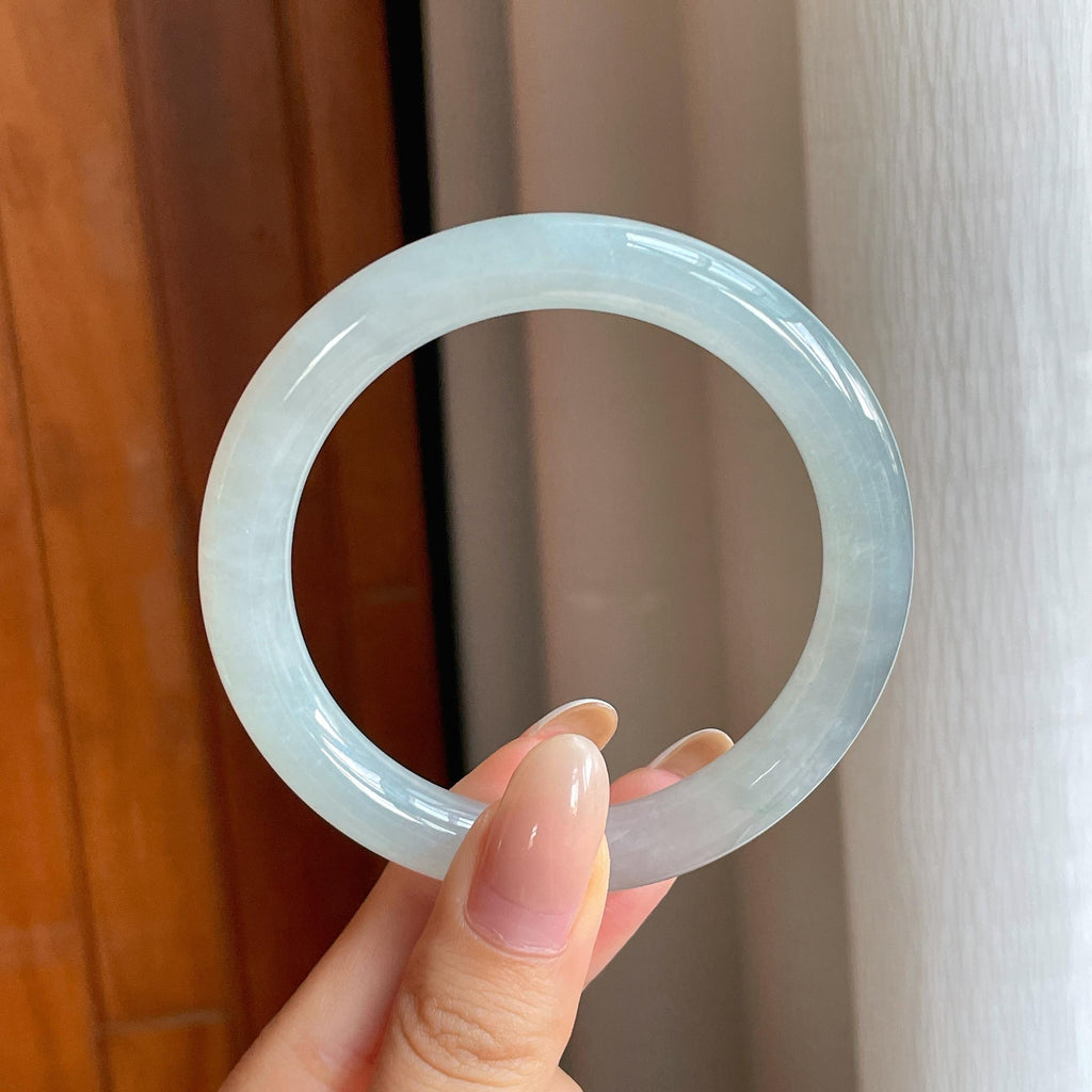 糯冰淡底色翡翠圆条手镯（55.2mm)（yc412124）