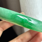 Vòng tay tròn bình an ngọc phỉ thúy Miến Điện tự nhiên loại A màu nước đục băng, vòng 56 (yc451555)