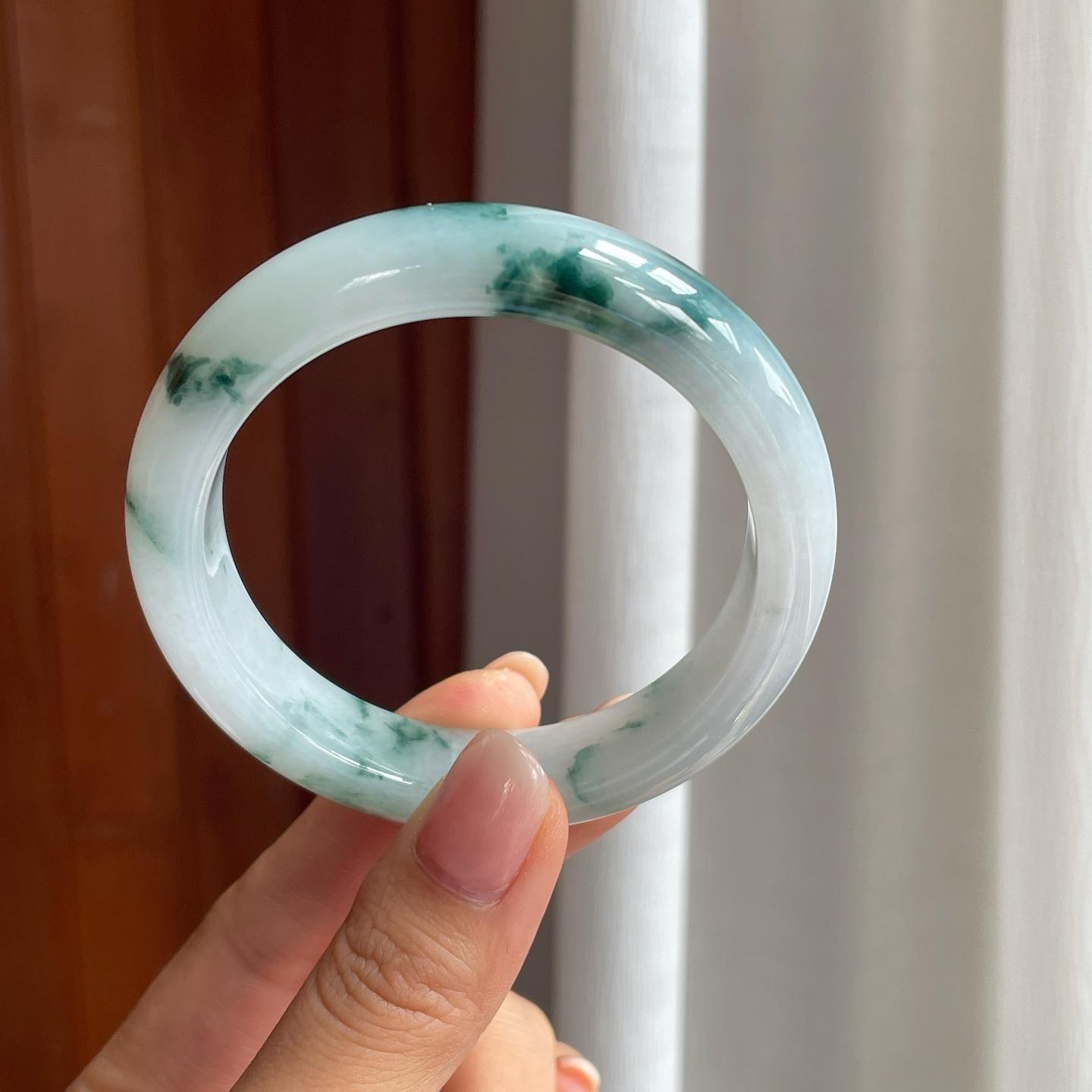 糯冰飘花翡翠平安镯（56.8mm）（yc397223）