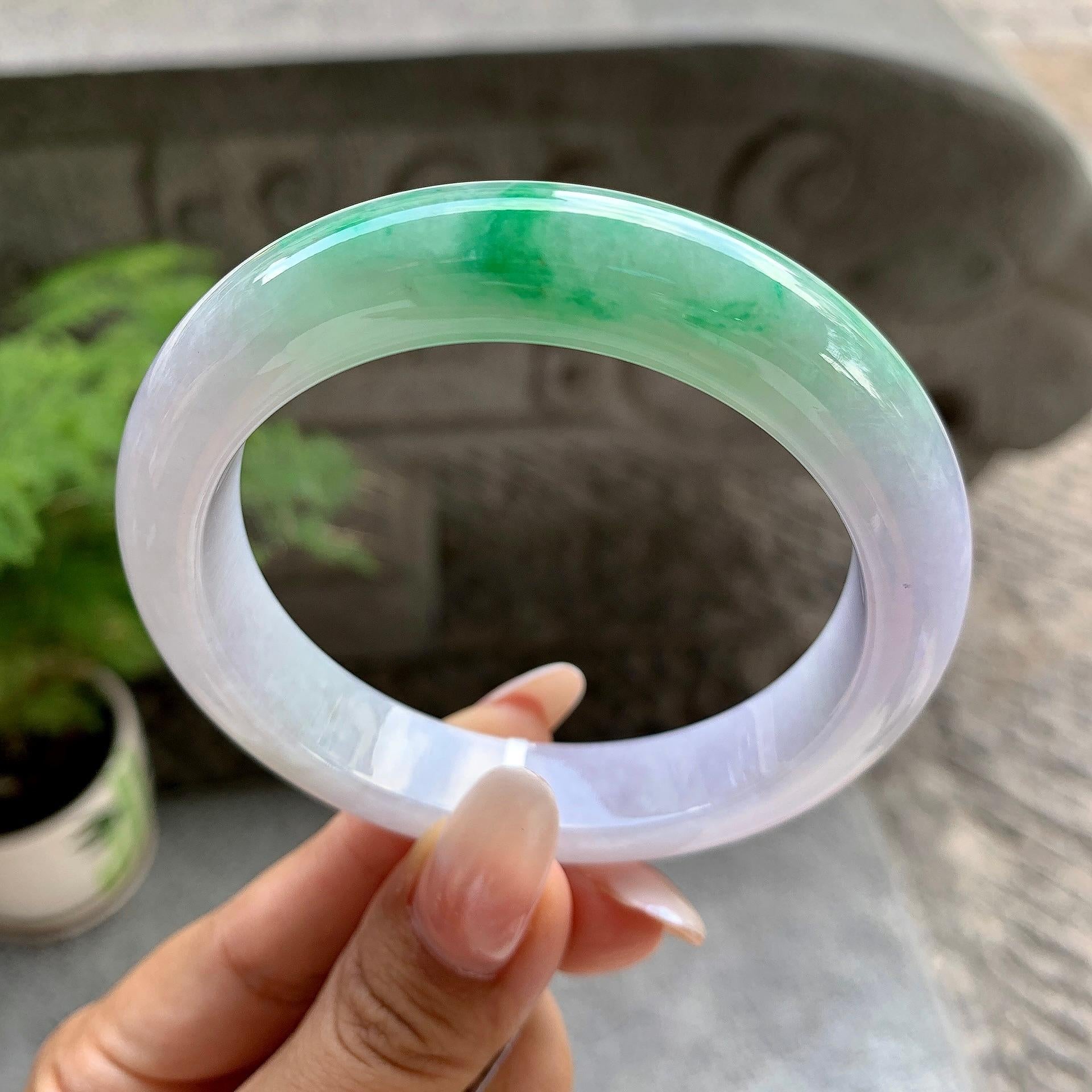 糯冰种春彩平安镯（57.4mm）（yc195338）