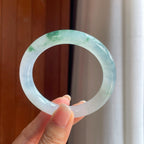 冰种飘花翡翠圆条手镯（54.2mm）（yc397202）