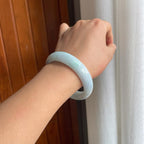 糯种带色翡翠平安镯（57.5mm）（yc221959）