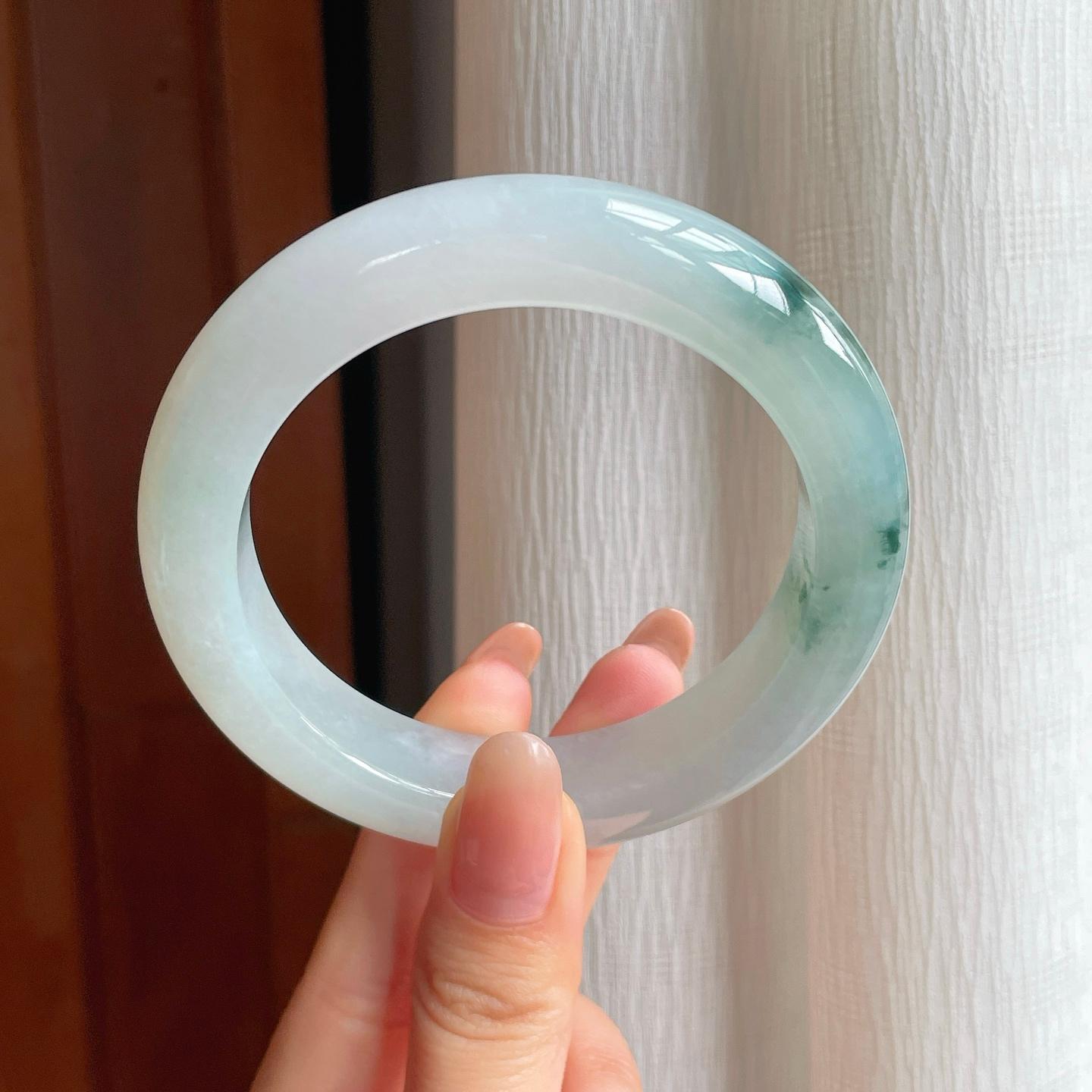 糯冰飘花翡翠平安镯（58mm）（yc354347）