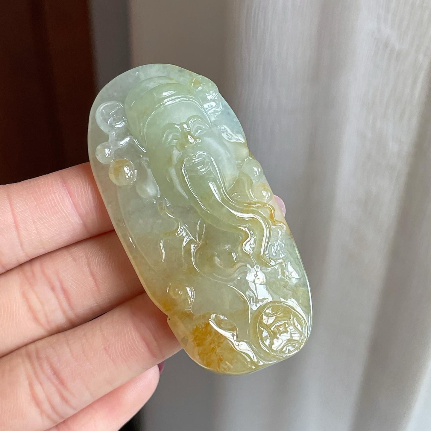 糯冰黄翡翡翠财神（yc304979）