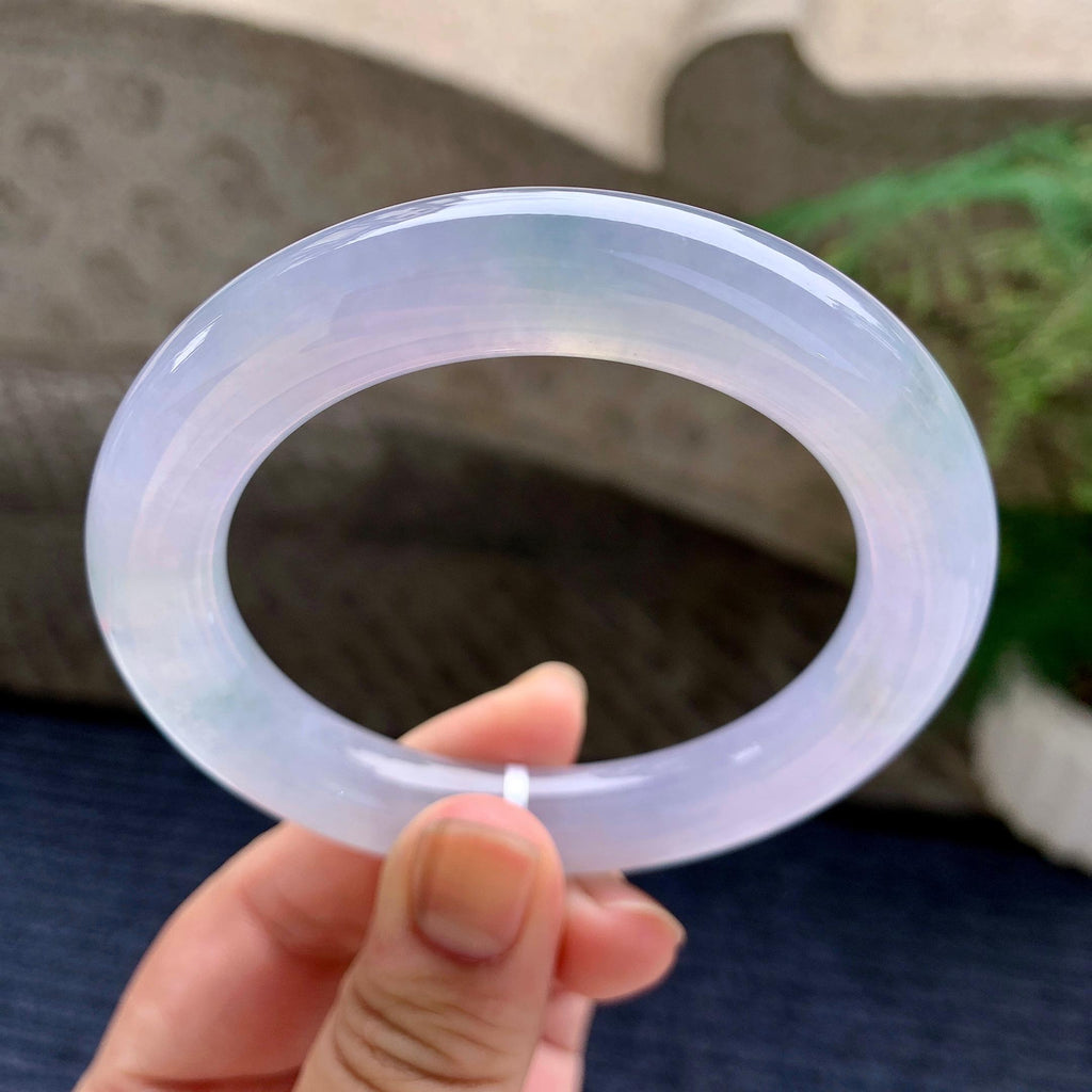 糯冰种淡紫罗兰平安镯（53.5mm）（yc233918）