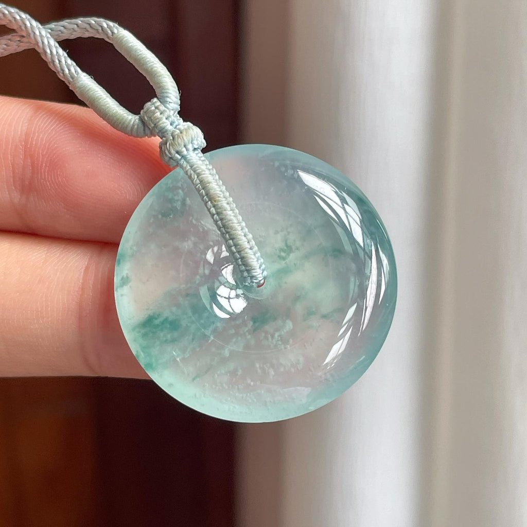 冰种飘花翡翠平安扣（yc248536）