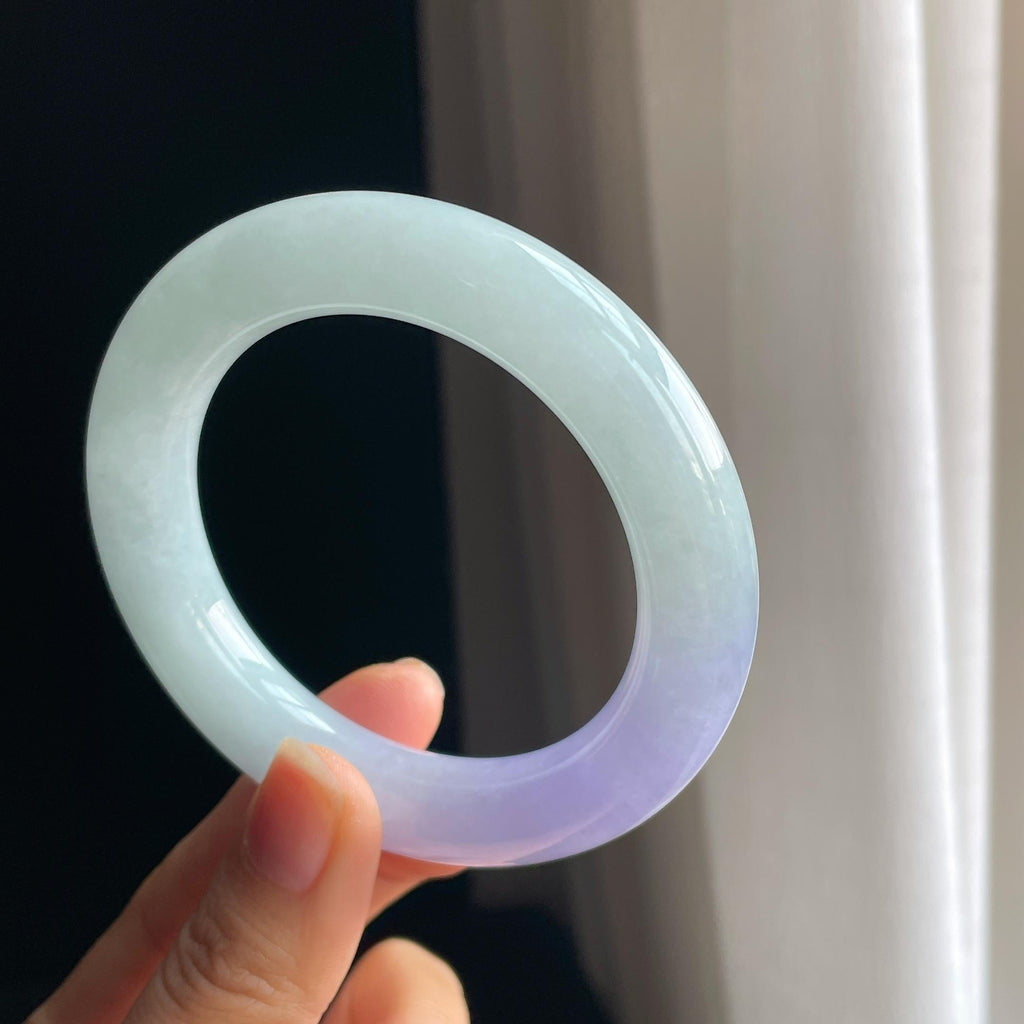 糯冰紫罗兰翡翠圆条手镯（55mm)（yc349385）