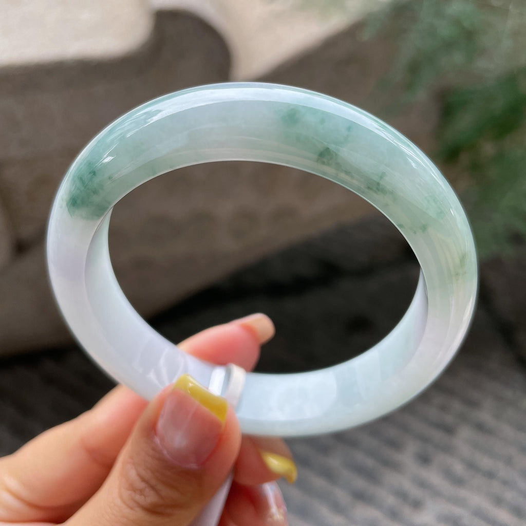 细糯种飘花正圈平安镯57.8圈     天然缅甸A货翡翠（yc366483）