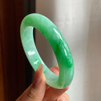 糯冰种满绿阳绿翡翠平安镯（56mm）（yc200657）