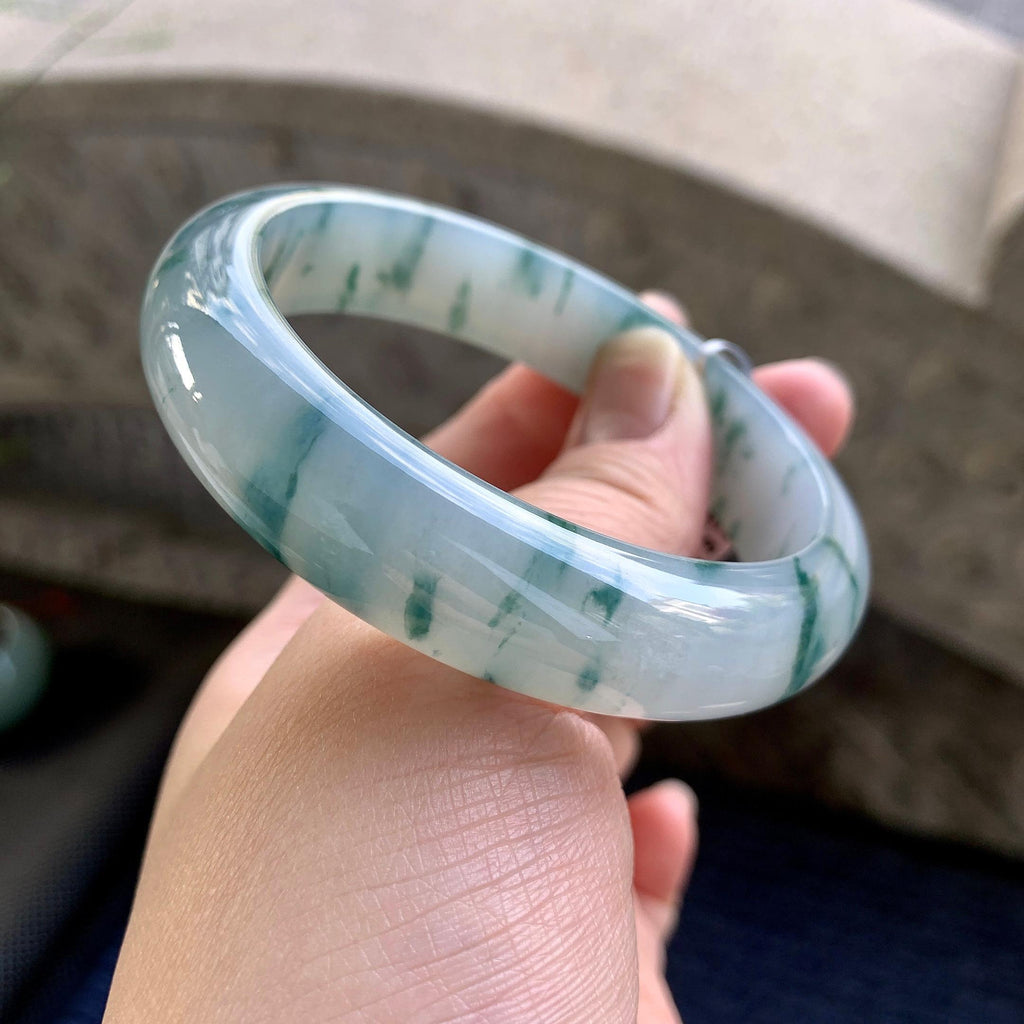 糯冰种飘花平安镯（58.4mm）（yc264531）