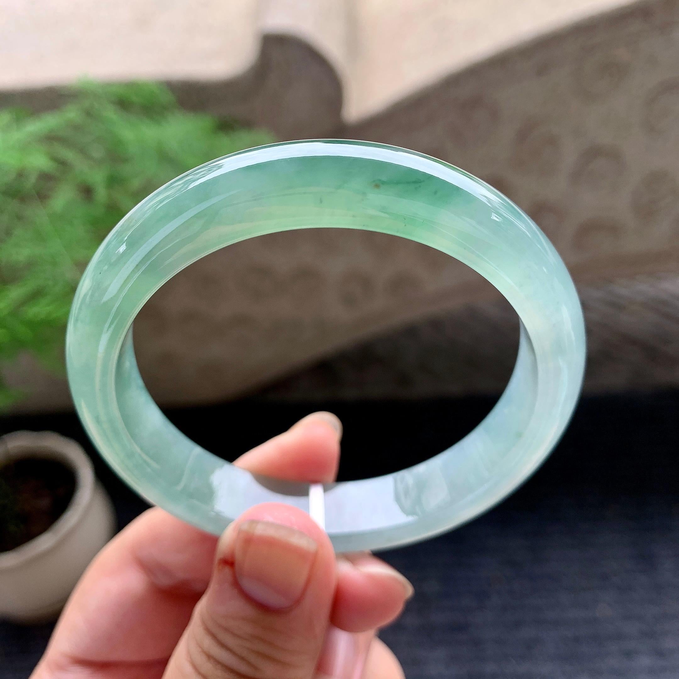 糯冰种飘花平安镯（57.2mm）（yc196519）