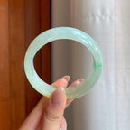 糯冰黄翡宽版翡翠平安镯（58mm)（yc376690）