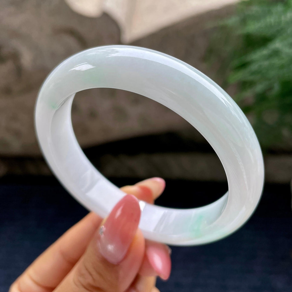 细糯种飘绿花正圈平安镯56圈    天然缅甸A货翡翠（yc441101）