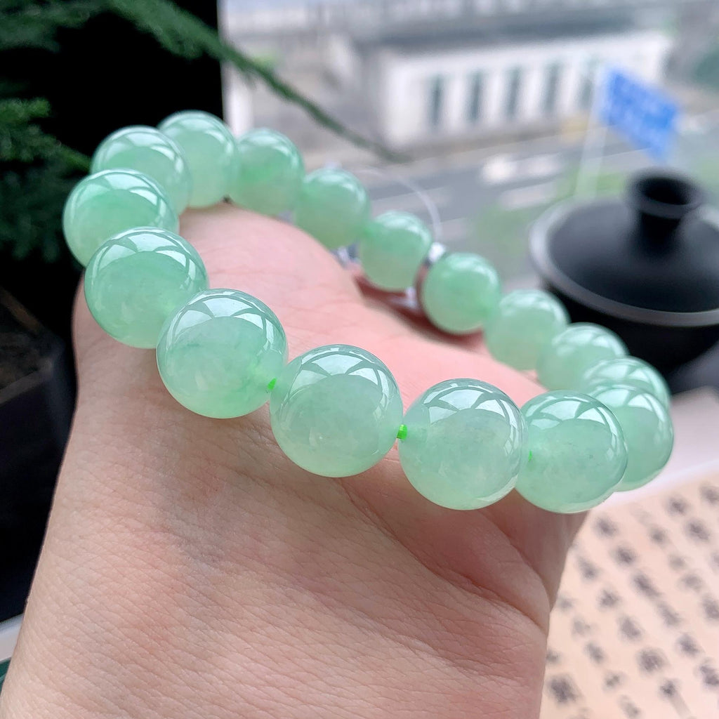 糯冰种晴水洒金手串 天然缅甸A货翡翠（yc473097）