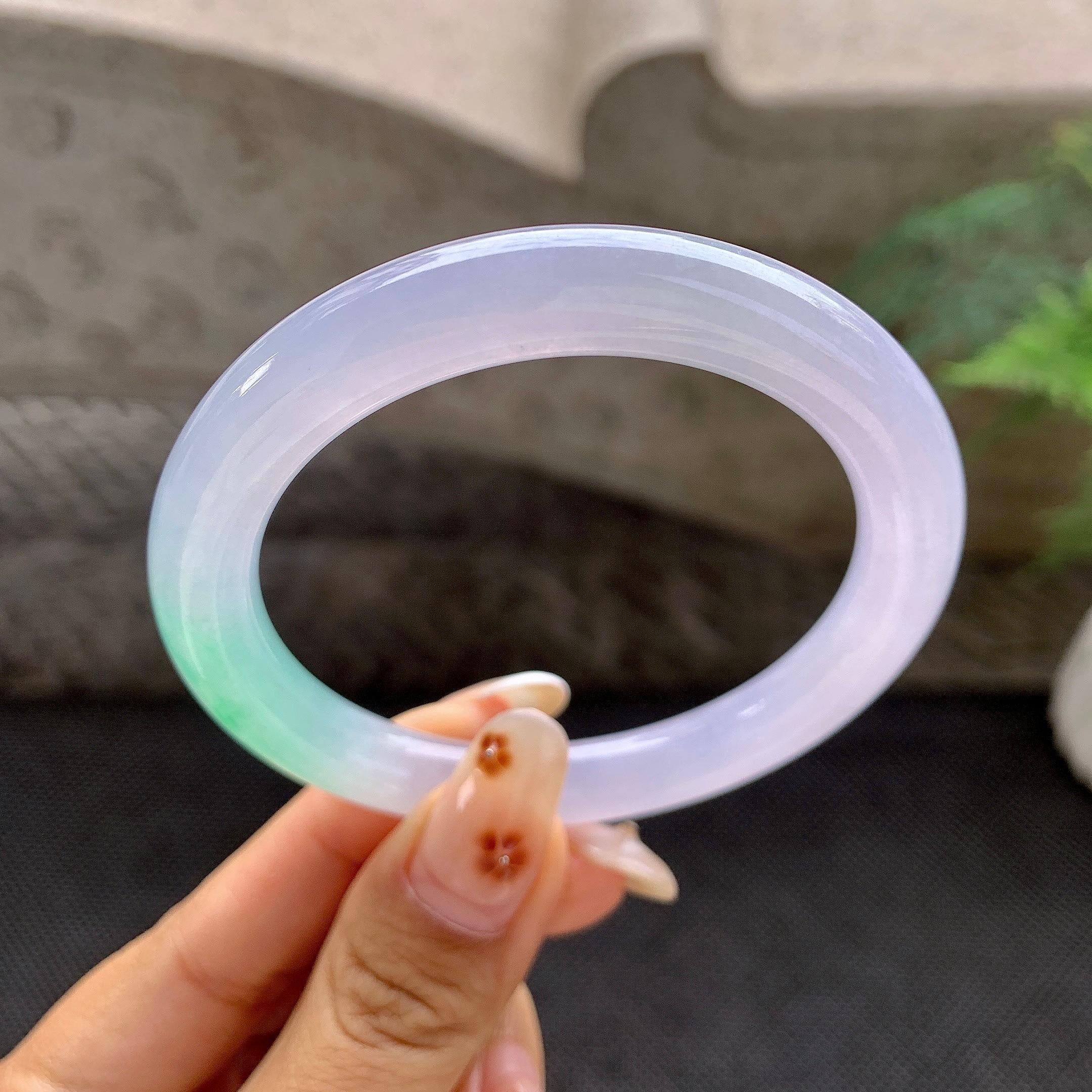 糯冰种春彩圆条手镯（54.2mm）（yc272778）