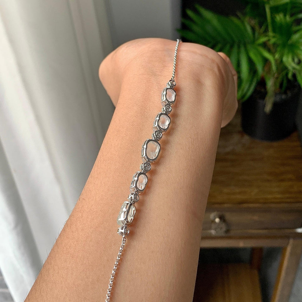 18k金冰种无色貔貅手链（yc233834）