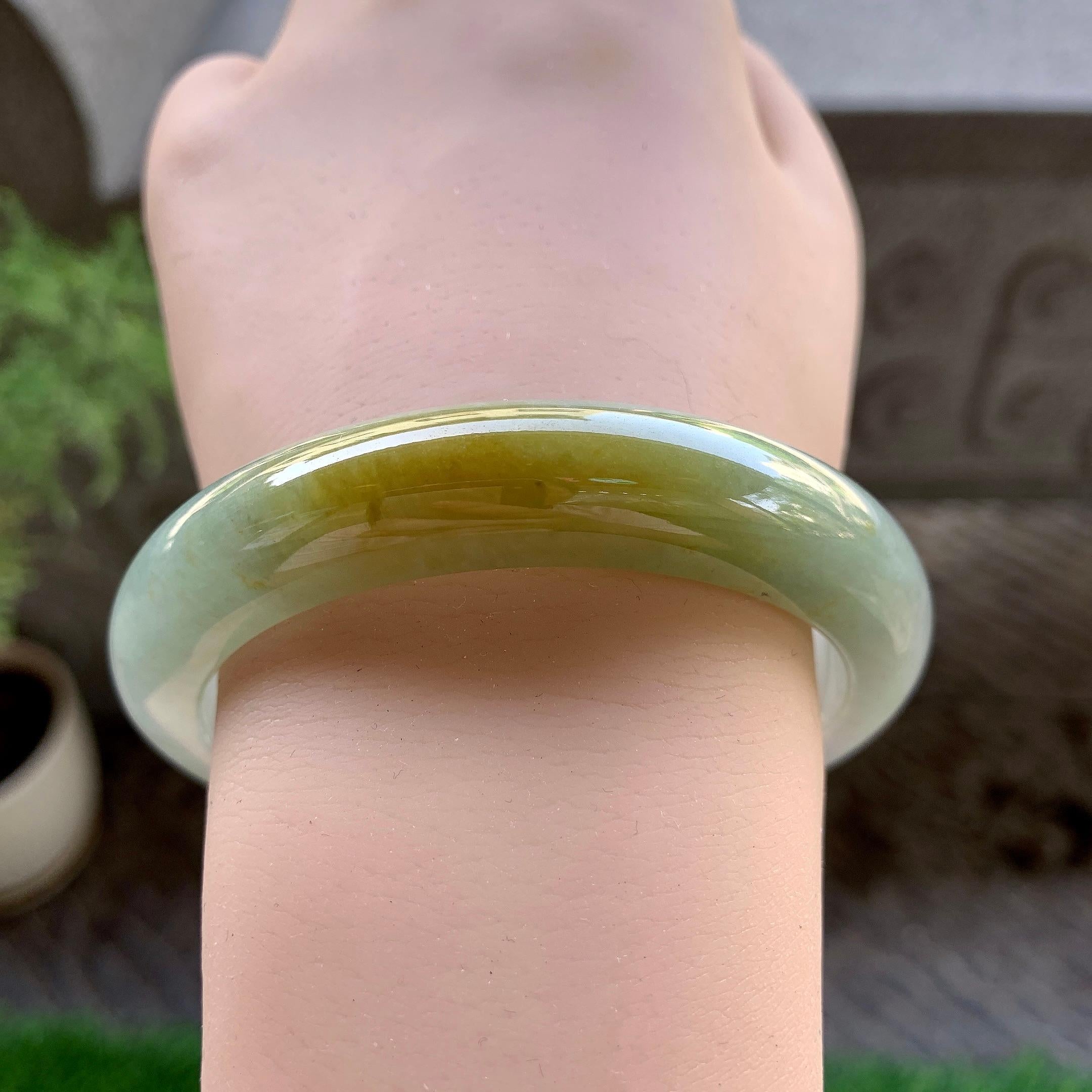 细糯种黄翡平安镯（58mm）（yc240756）