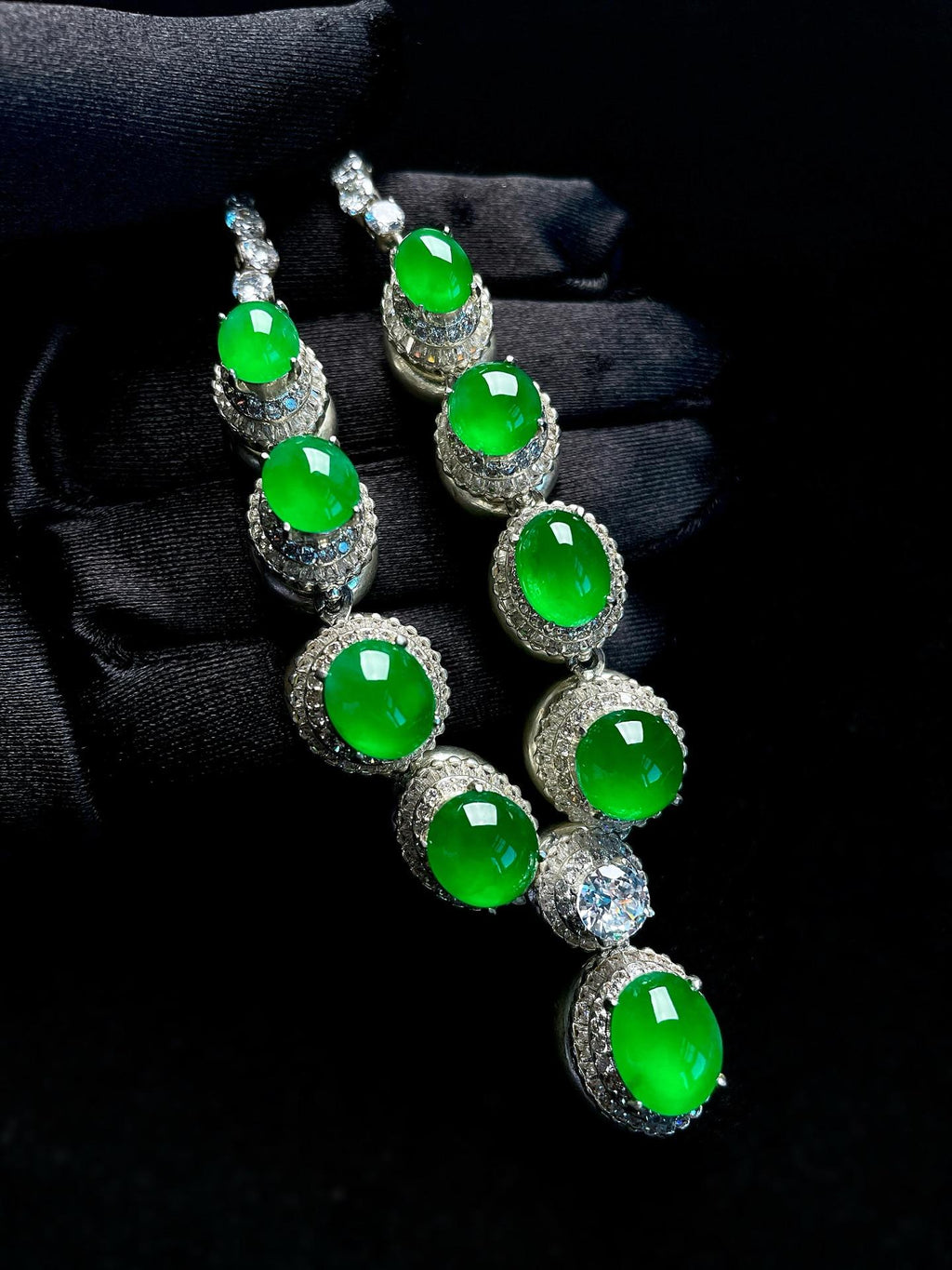 铜托冰种满绿翡翠套链（yc268246）