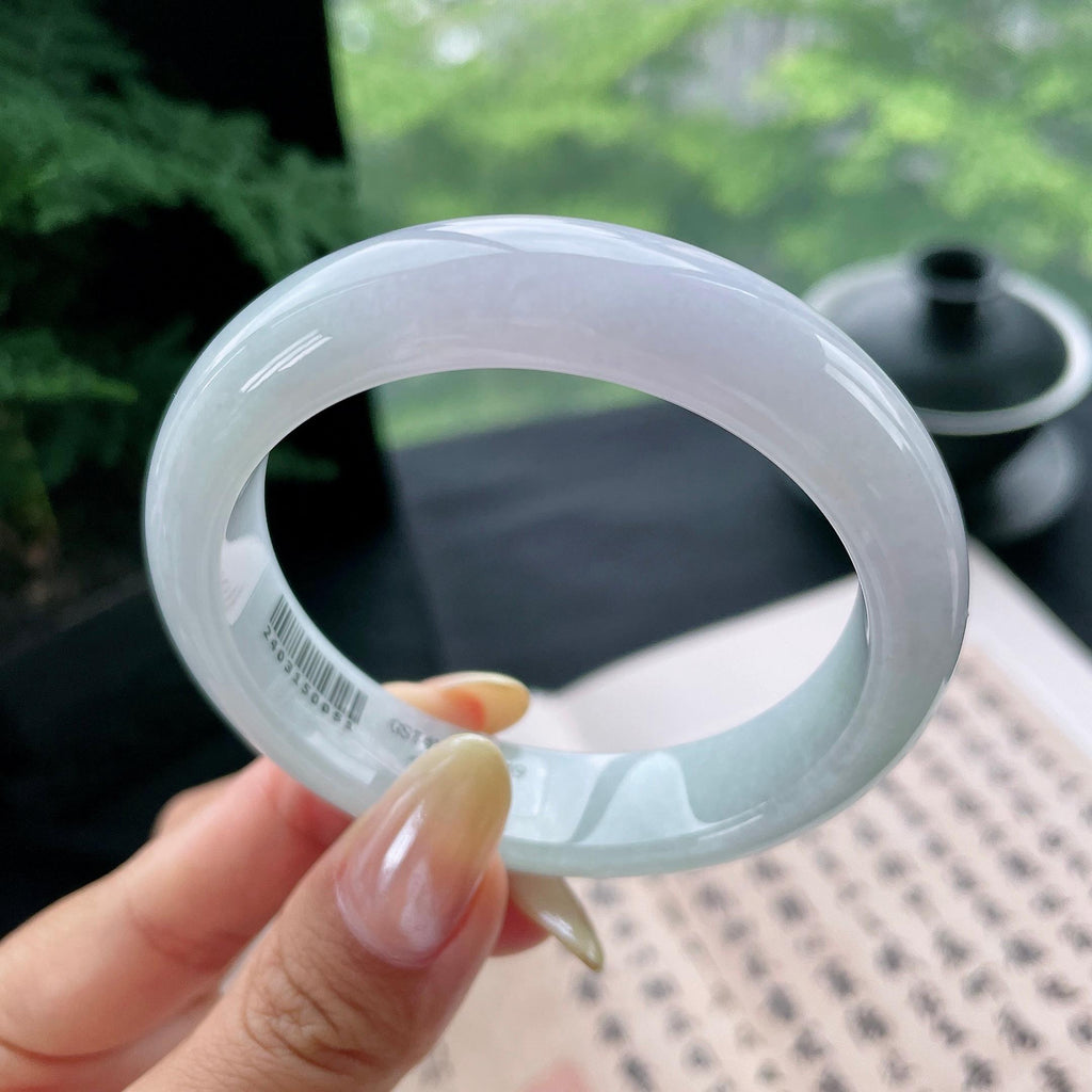 细糯种淡春彩正圈平安镯55.1圈 天然缅甸A货翡翠（yc473070）