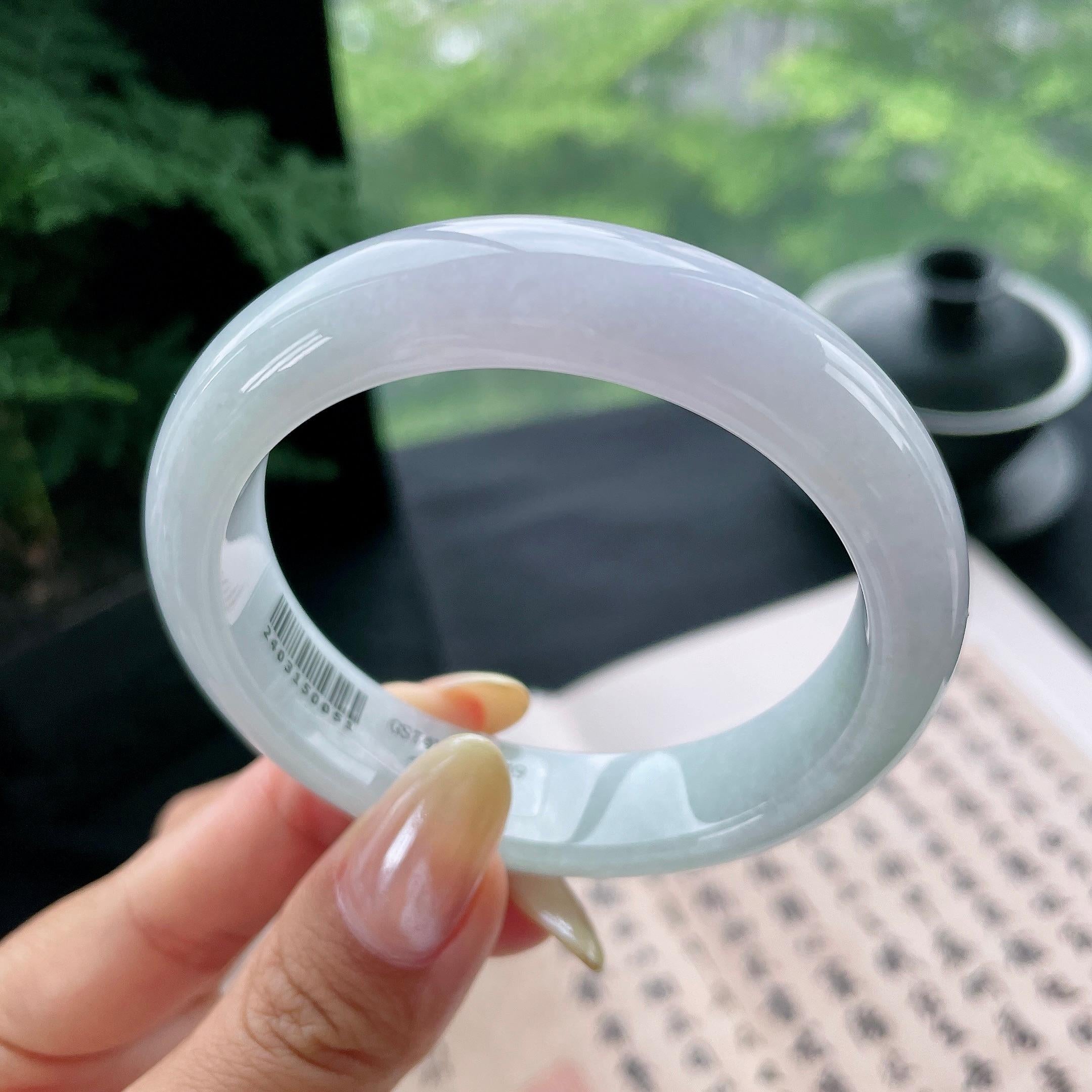 细糯种淡春彩正圈平安镯55.1圈 天然缅甸A货翡翠（yc473070）