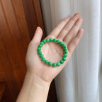 糯种满绿翡翠珠串手串（yc255685）