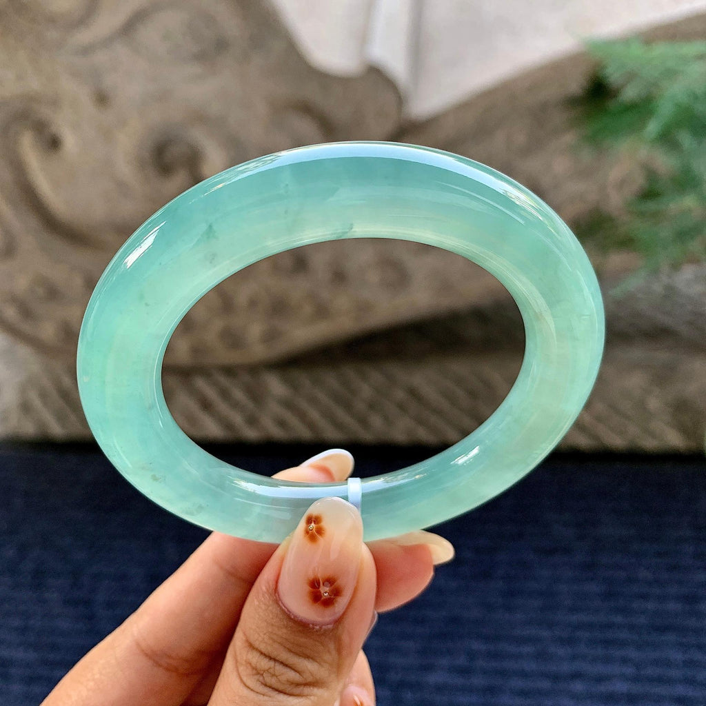 糯冰种蓝底圆条手镯（53.1mm）（yc243451）