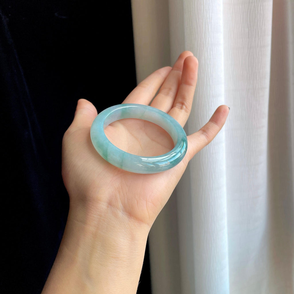 糯冰飘花翡翠平安镯（53mm）（yc289696）