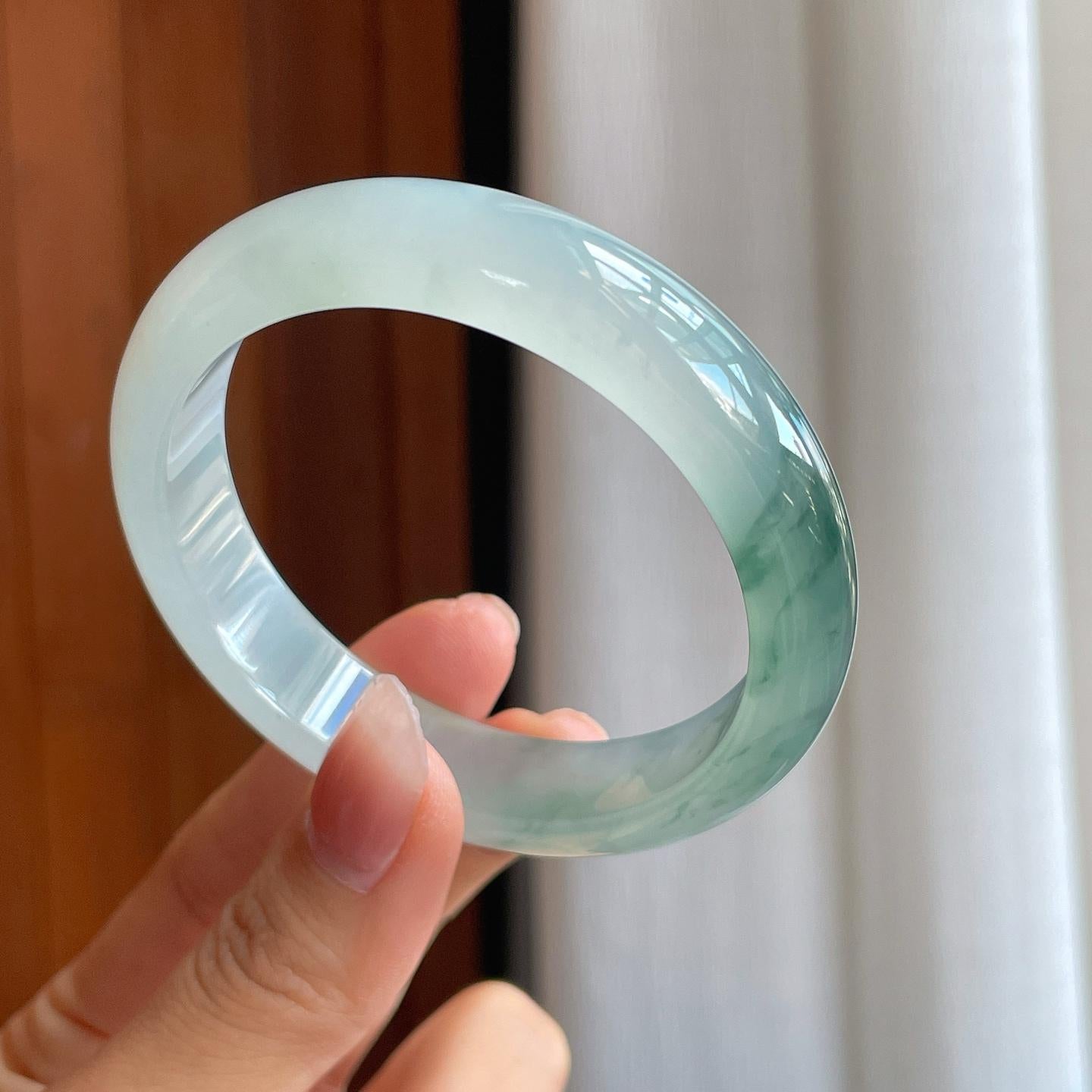 冰种飘花翡翠平安镯（56mm）（yc312874）