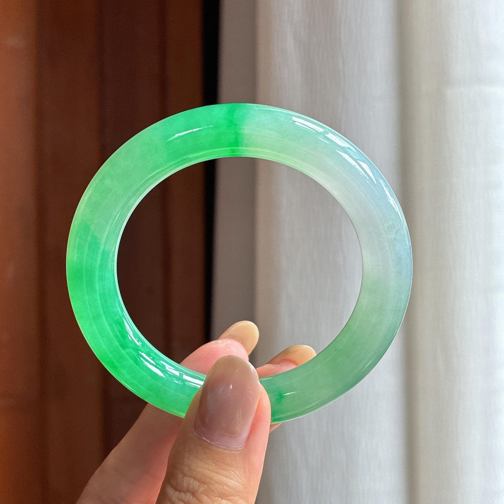 冰种阳绿翡翠圆条手镯（51.3mm）（yc419204）