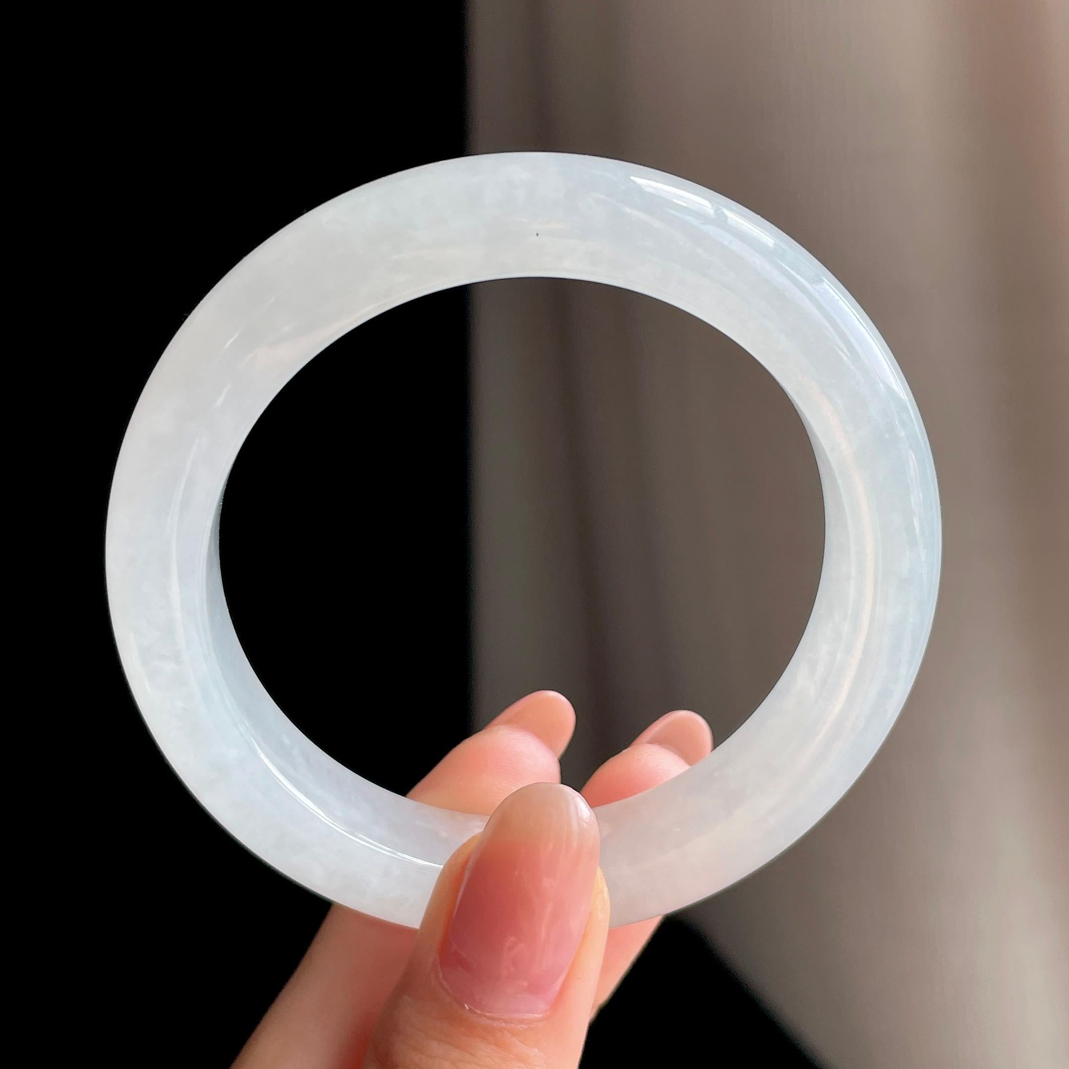 冰种白月光翡翠平安镯（54mm)（yc363417）
