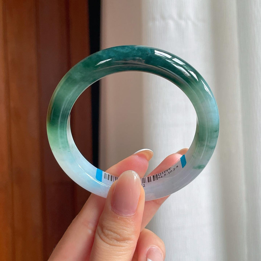 糯冰半山半水翡翠平安镯（54.2mm)（yc374242）