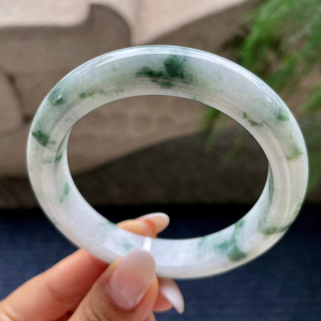 大圈口   糯种飘花正圈平安镯    61.2圈    天然缅甸A货翡翠（yc410283）