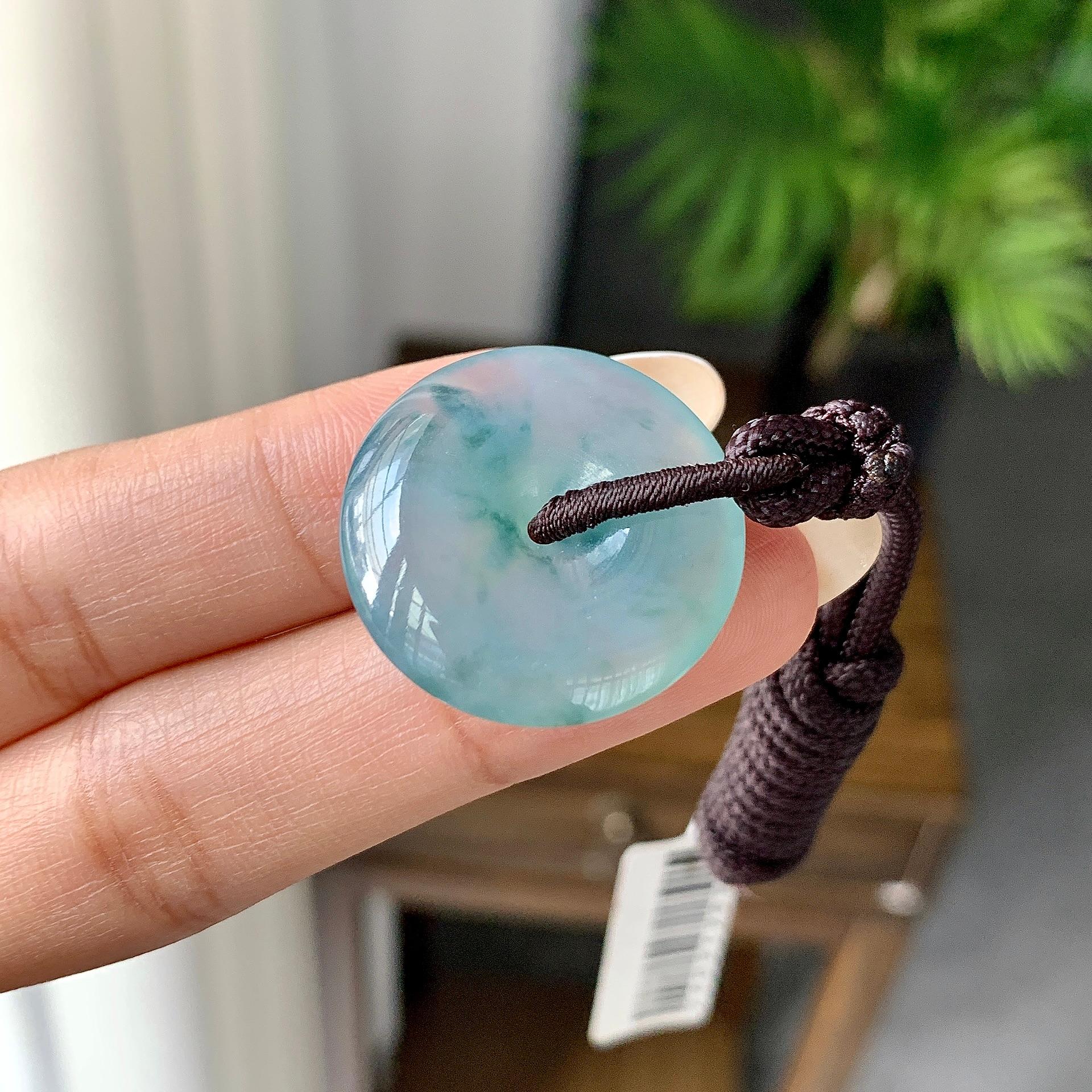 糯冰种飘花平安扣吊坠（yc248130）