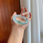 冰种飘花翡翠平安镯（54mm）（yc276398）