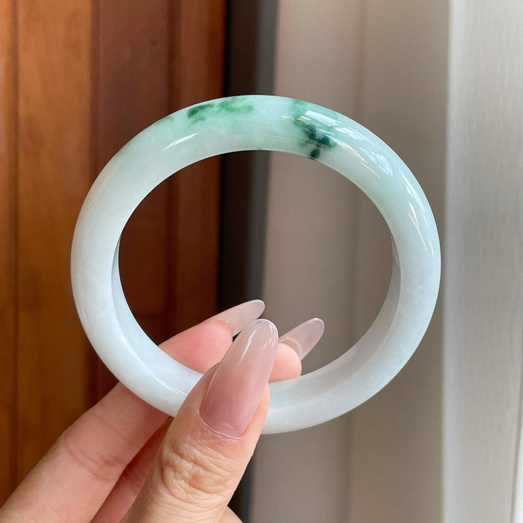 细糯冰飘花翡翠平安镯（59.2mm）（yc283248）