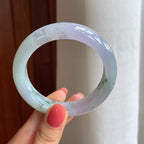 糯冰春带彩特色翡翠平安镯（56mm)（yc417332）
