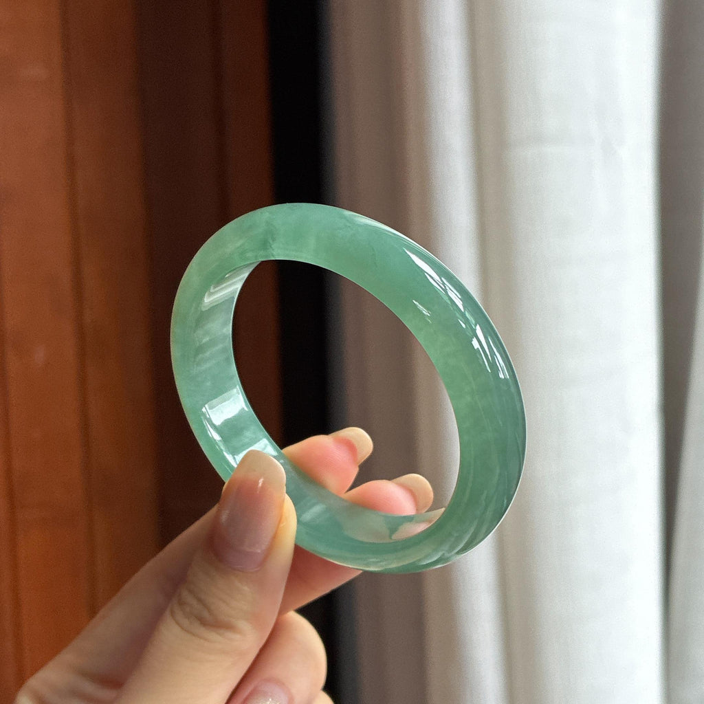 糯冰湖水绿贵妃镯 54圈 天然缅甸A货翡翠（yc454462）
