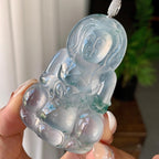 18k金钻镶冰种飘花观音挂件（yc246707）