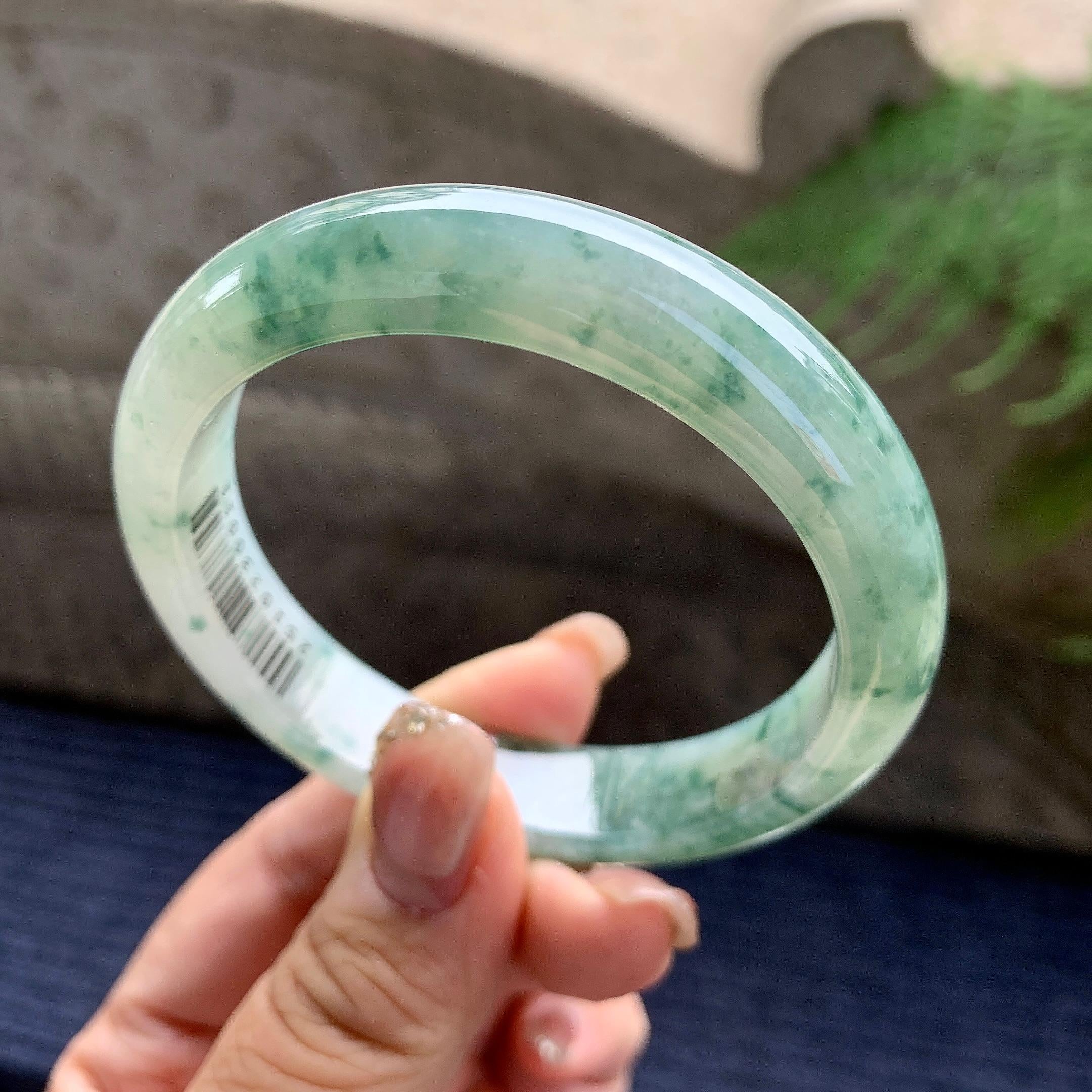 糯冰种飘花平安镯（56mm）（yc297968）