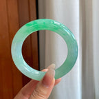 糯冰带色圆条翡翠手镯（55.7mm）（yc272853）