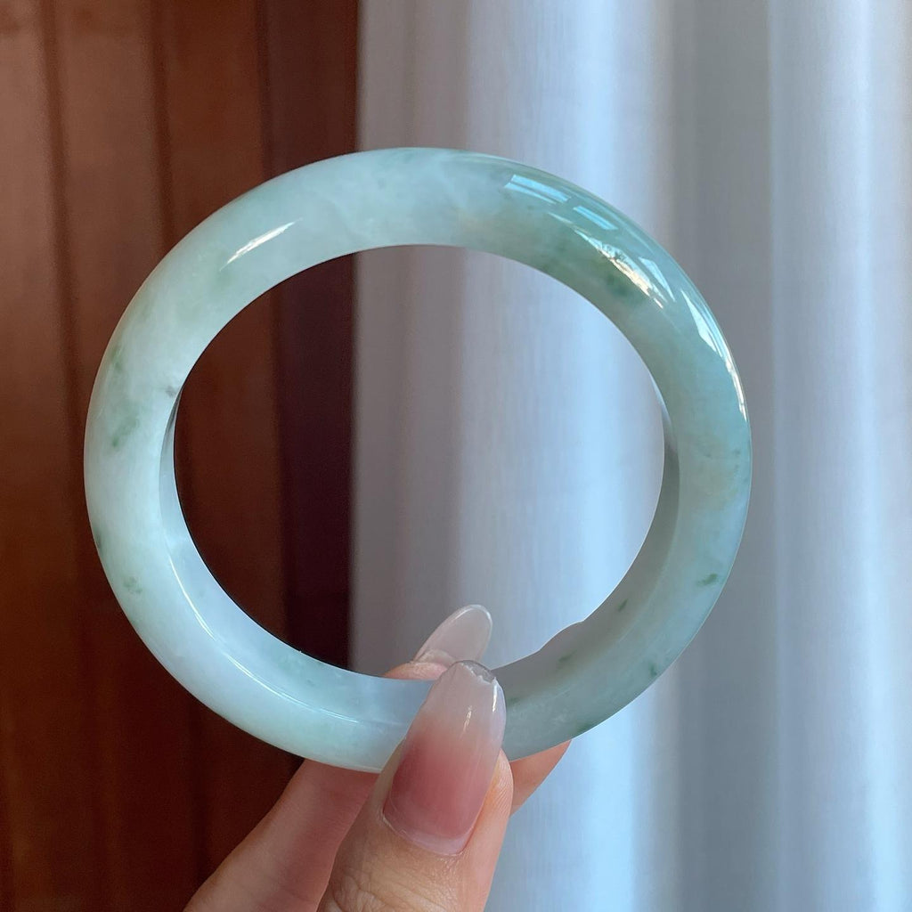 糯冰飘花翡翠平安镯（63mm）（yc266483）