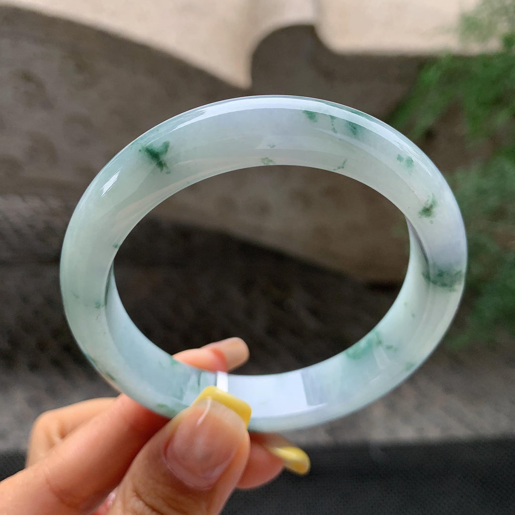 细糯种飘花正圈平安镯57.1圈             天然缅甸A货翡翠（yc392745）