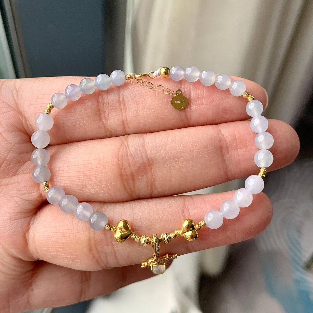 糯冰种淡紫罗兰手链（yc230955）