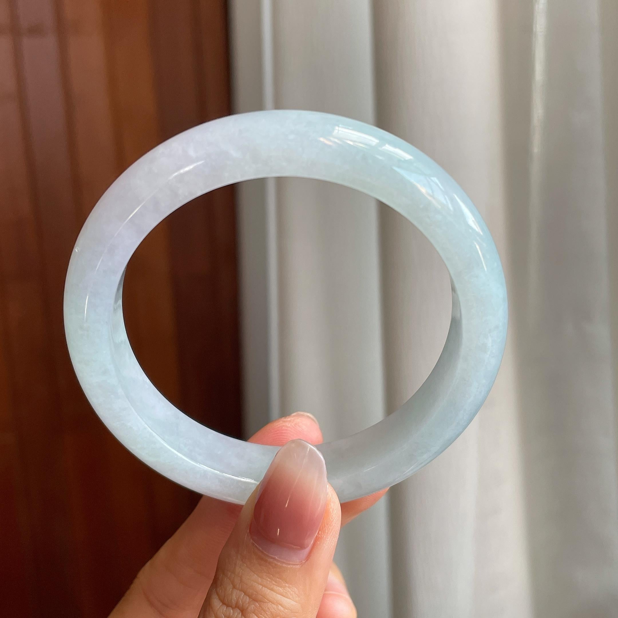 糯冰种带色翡翠平安镯（57.8mm）（yc318616）