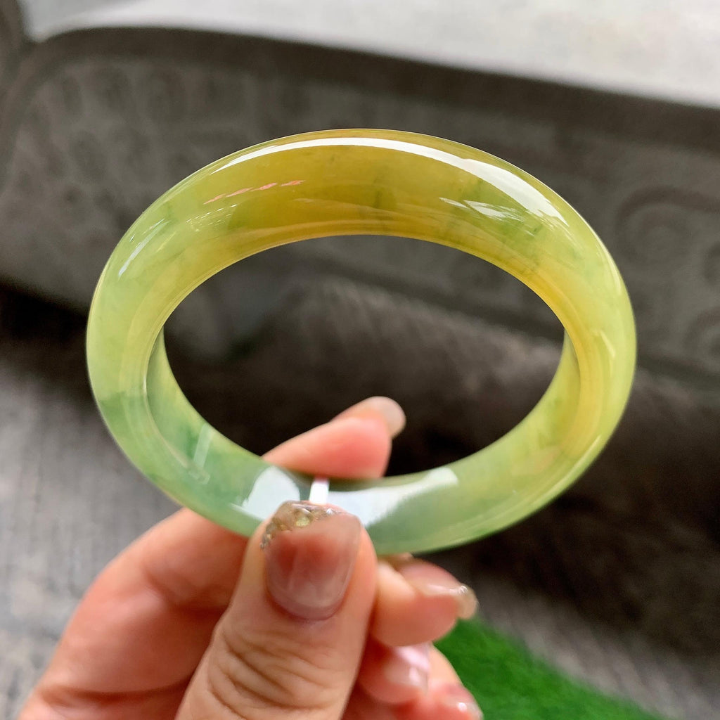 细糯种黄翡飘花平安镯（50.8mm）（yc288709）