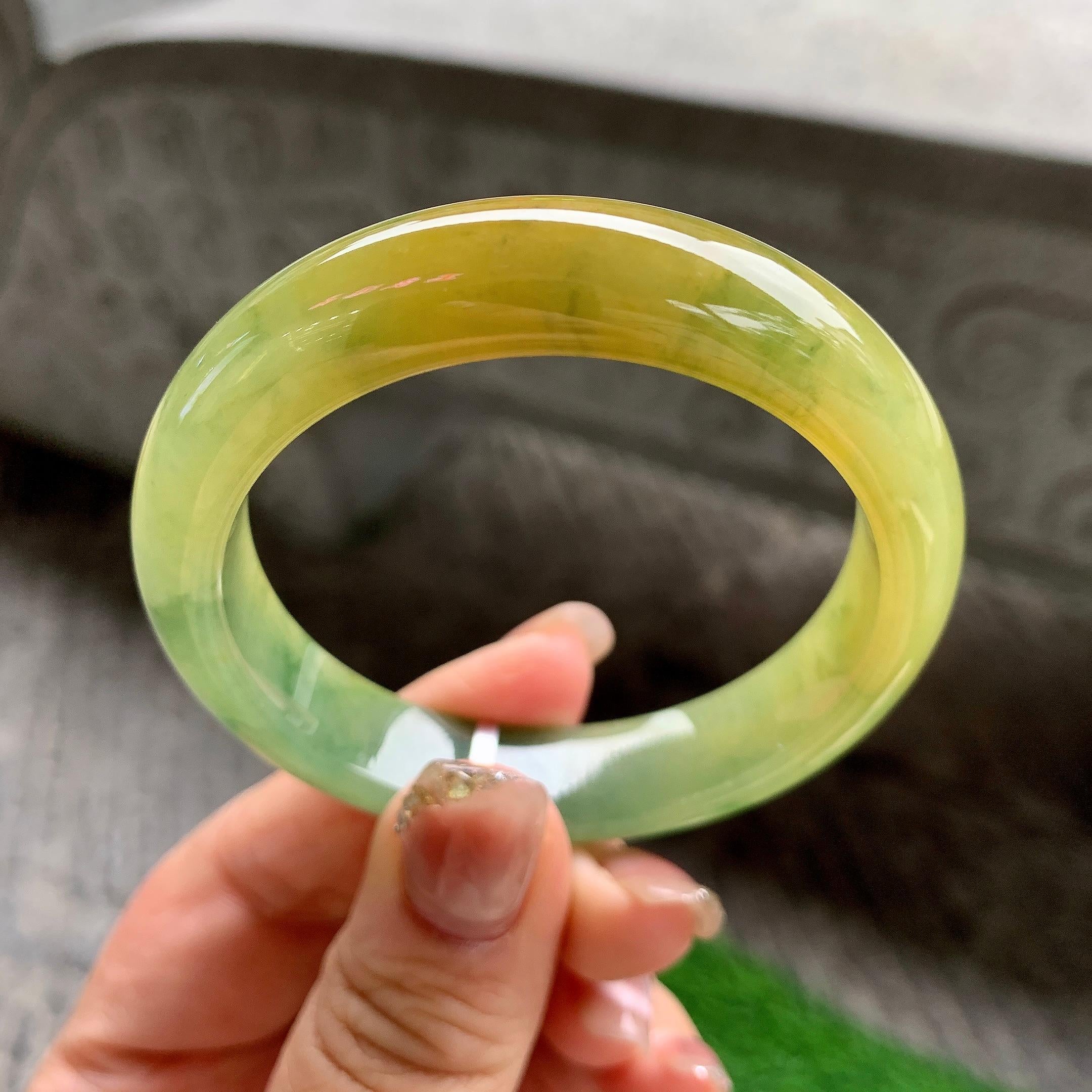 细糯种黄翡飘花平安镯（50.8mm）（yc288709）