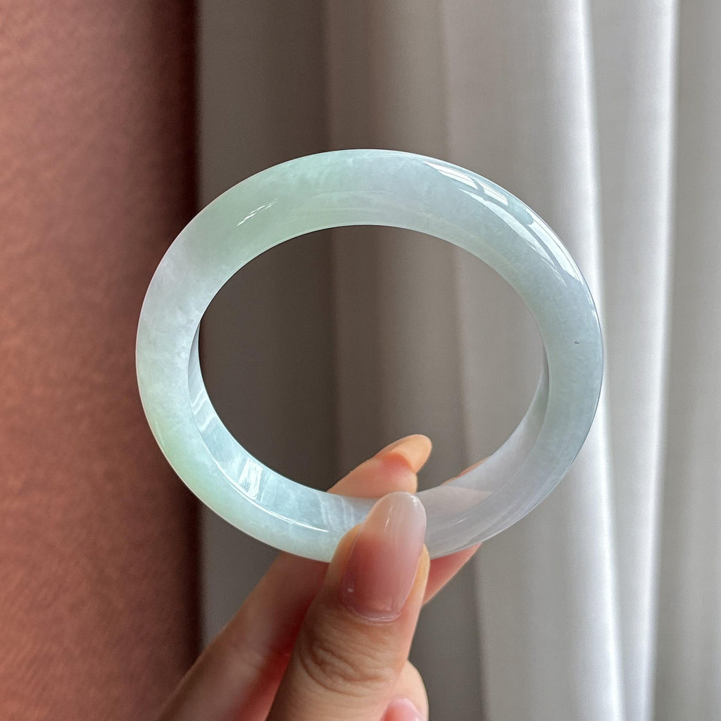 特推 糯冰淡底色正圈平安镯 55圈（yc752783）