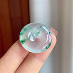 冰玻种飘花翡翠平安扣（yc376790）